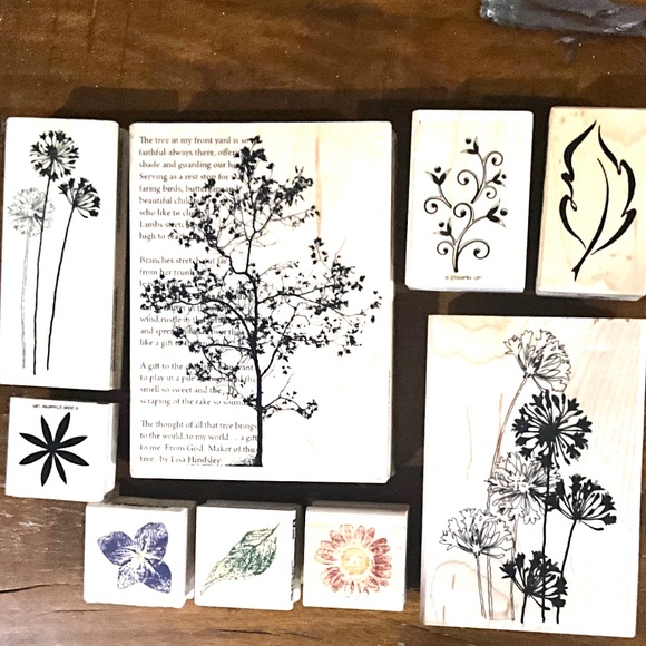 9 Wood Mounted Rubber Stamps- Stampendous, Inkadinkado, Stampin up - Picture 1 of 6